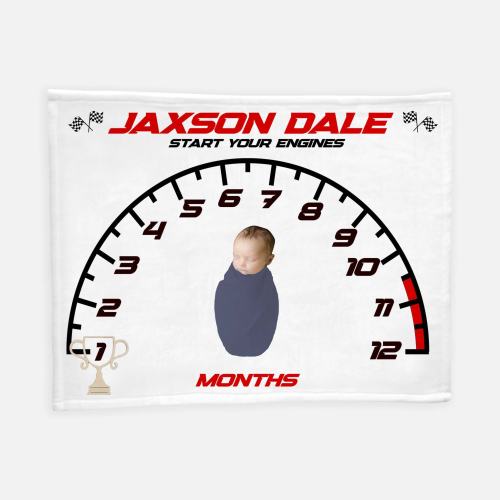 Race Car Baby Milestone Blanket, SpeedometerMilestone Blanket, Sports Car Baby Blanket, Personalized Baby Blanket, Month Baby Tracker T66