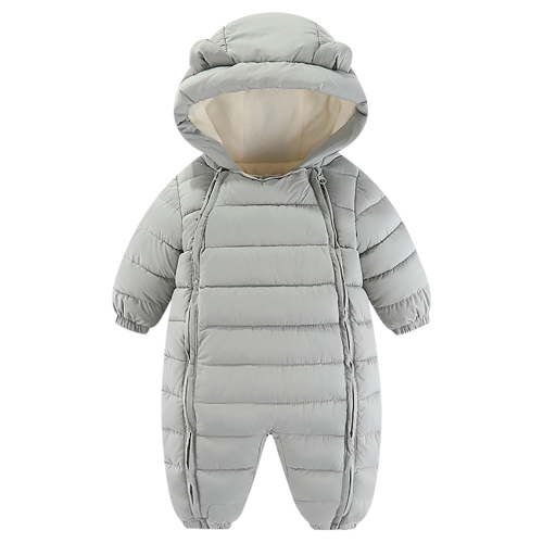 fatyb Baby Double Zipper Snowsuit with Hood Newborn Infant Warm Puffer Padded Jumpsuit Thermal Outwear