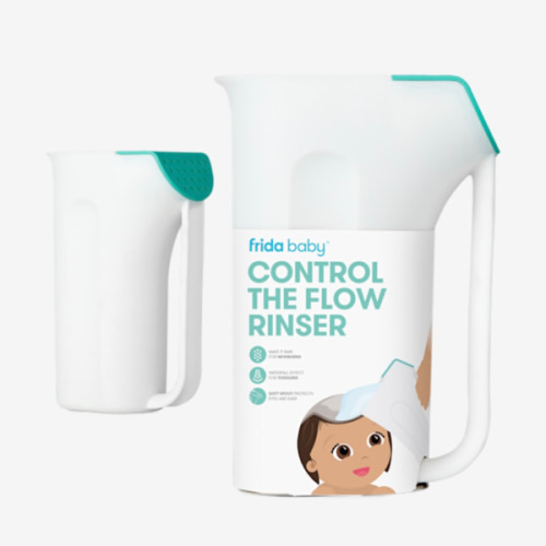Frida Baby Control The Flow Bath Rinse Cup, Tear Free Rinser to Wash Hair and Body with Easy Grip Handle and Removable Rain Shower, Made in USA