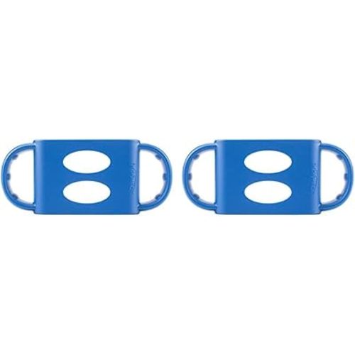 Dr. Brown's Milestones 100% Silicone Baby Bottle Handles, Wide-Neck, Removable Easy-Grip Transitional Sippy Cup Handles, Light Blue, 4m+, 2 Pack