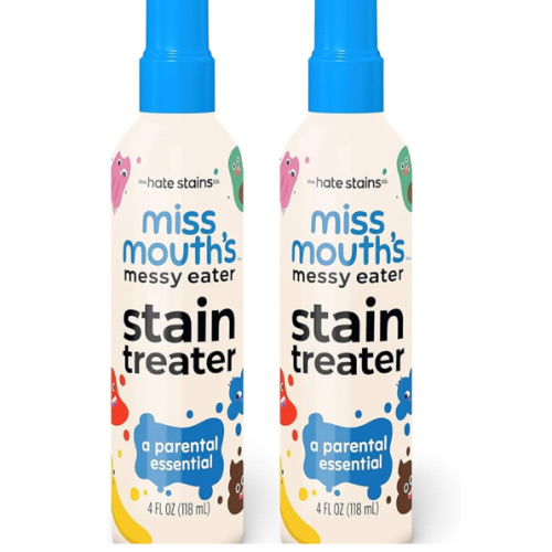 Miss Mouth's Messy Eater Stain Treater Spray - 4oz 2 Pack Stain Remover - Newborn & Baby Essentials - No Dry Cleaning Food, Grease, Coffee Off Laundry, Underwear, Fabric