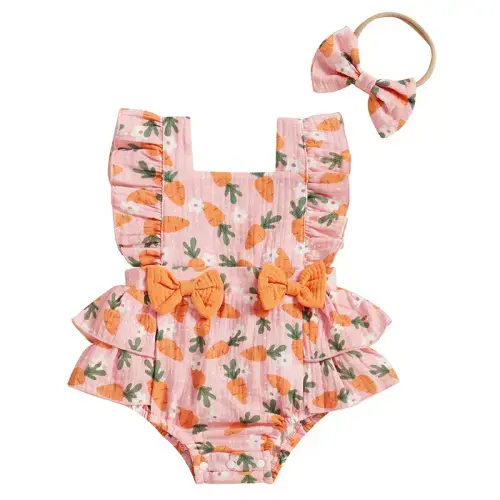 CARROTS Bowtie Ruffle Romper - 3-6 mos