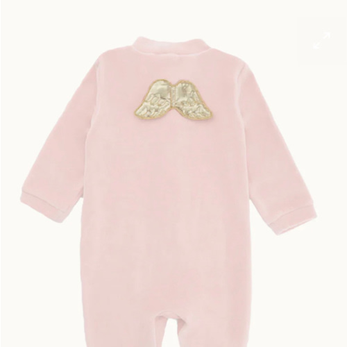 Velour Angel Wing™ Sleepsuit - Gold & Dusty Pink | Marie-Chantal