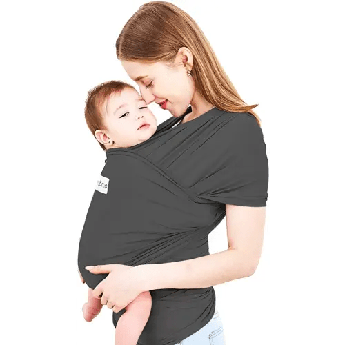 Acrabros Baby Wrap Carrier,Hands Free Baby Carrier Sling,Lightweight,Breathable,Softness,Perfect for Newborn Infants and Babies Shower Gift,Charcoal Grey