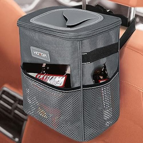 HOTOR Car Trash Can, Leakproof Car Organizer, 2-Gallon, Gray