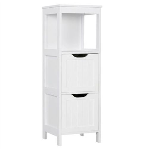 Yaheetech Wooden Bathroom Floor Cabinet Storage Cabinet With 2 Drawers White
