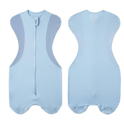 KIDIRA Swaddle for Newborns, Baby Swaddles 0-3 Months 5-13lb Breathable Back Fabric, Arms Up Swaddle 0-3 Months Newborn, Promotes Healthy Hip Development, 2-Way Zipper&Foot Buttons, 1Pack, Blue
