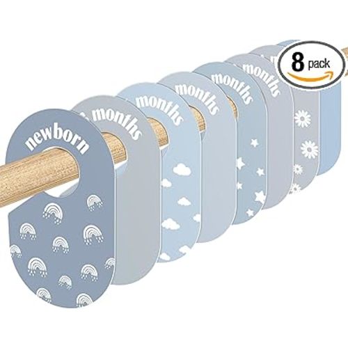8 Pack Baby Closet Dividers, Nursery Organizer for Baby Clothes 0-24 Months Baby Clothes Organizer for Newborn Clothing, Infant, Boy & Girl (Blue)