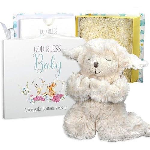 Tickle & Main Baby Praying Musical Lamb and Prayer Book Gift Set in Box, Baptism Gifts for Boys & Girls, Christening Gifts for Girls - Praying Stuffed Animal