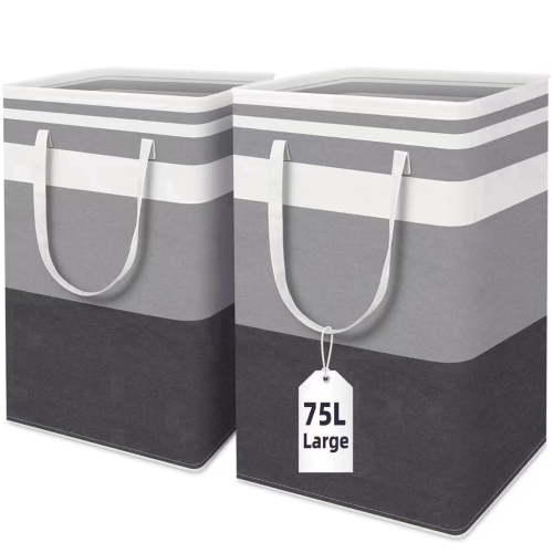 Brotasdro Collapsible Laundry Hamper, Gray, 2 Pack