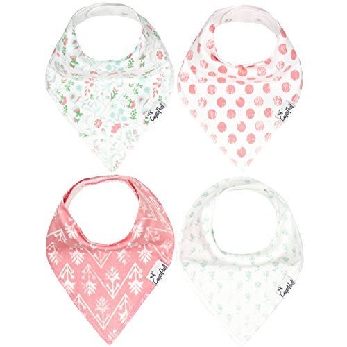 Baby Bandana Drool Bibs for Drooling and Teething 4 Pack Gift Set For Girls “Claire Set†by Copper Pearl