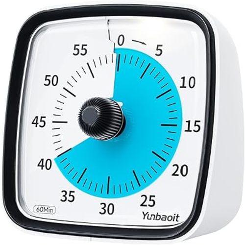 Yunbaoit Visual Timer with Night Light, 60-Minute Countdown Timer for Kids and Adults, Silent Classroom Timer, Time Management Tool for Home, School, or Work (Dark Black)