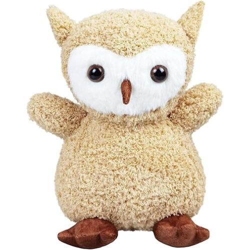 Light Brown Plush Owl Stuffed Animal Toy, Soft Cuddly Plushie Hugger Toy for Boys & Girls, Gifts for Kids or Girlfriend, 8.5 Inches
