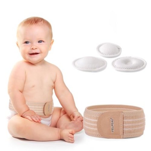 Velpeau Umbilical Hernia Belt Baby Newborn -with 3 Different Shaped Compression Pads, Belly Button Navel Band Wrap Truss Abdominal Binder Support for Infant, Children, One Size 15-20"