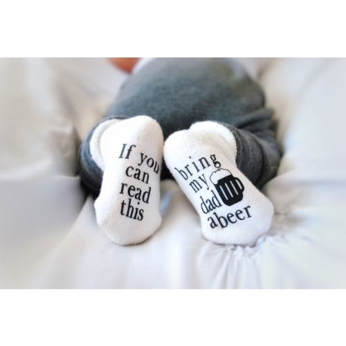 Beer Gifts for Dad, Father’s Day Gift, If You can Read this Baby Socks, Unisex Baby Shower Gift, Bring my Dad a Beer, Pregnancy Announcement