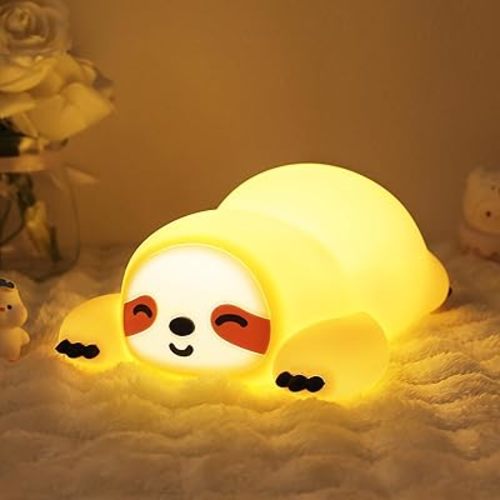 CoolGift Mart Sloth Gifts, Cute Animal Silicone Night Light with USB Rechargeable, Touch Control & Timer, Suitable for Breastfeeding Reading Working Sleep for Baby Kids Teens Adults