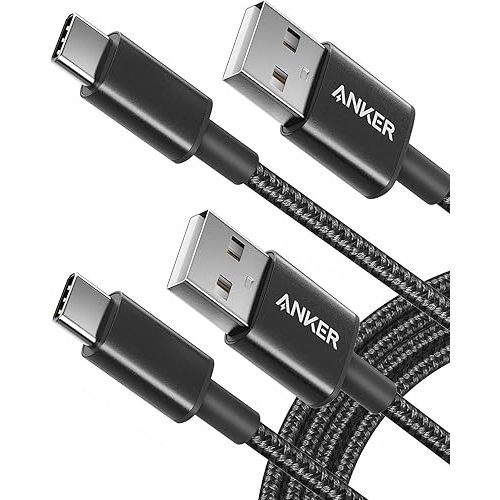 Anker Cable [2 Pack 6ft], USB A to USB C Cable for iPhone 17 Series,Samsung Galaxy S10 S10+, LG V30, Beats Fit Pro and More (Black).