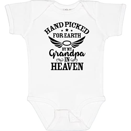 inktastic Handpicked for Earth By My Grandpa in Heaven Angel Wings Baby Bodysuit