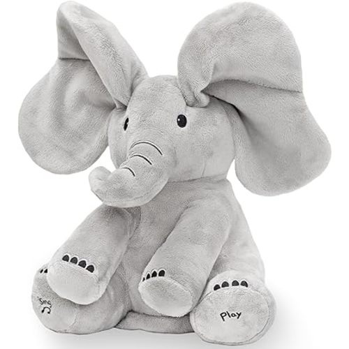 Tippi Peek a Boo Elephant Toy - Interactive Singing Elephant Teddy with Flapping Ears - for Newborn Baby Boys or Girls - Peekaboo Soft Toy for Babies 0-12 Months +