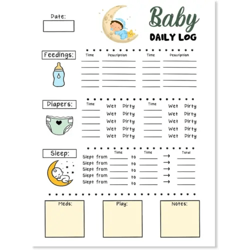 Baby's Daily Log Book For Newborns: Newborn Baby Log Tracker Journal Book, first 100 days baby logbook, Baby's Eat, Sleep and Poop Journal, Infant ... Breastfeeding Record Tracking Chart 100 Sheet
