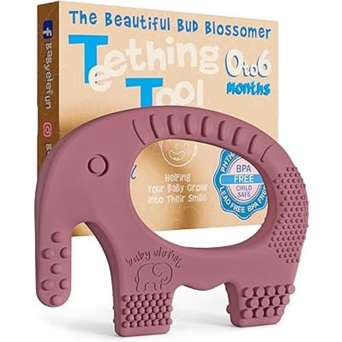 Teething Toys for Babies Age 0 to 6 Months - Baby Elefun 5X Pain Relief Smart Teether - Zero Developmental Delay Silicone Baby Teething Toy Ring - Cute Infant Shower Gift Chew Toy for Babies