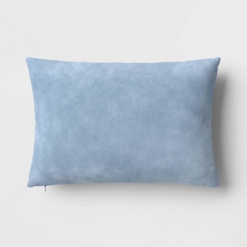 Velvet Lumbar Throw Pillow Light Blue