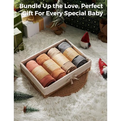 Momcozy Muslin Swaddle Blankets, Swaddle Blanket for Baby Boys and Girls, 4-Pack Breathable and Skin-Friendly Baby Receiving Blankets Swaddle Wrap, Baby Essentials, Registry & Gift, 47 x 47 inches