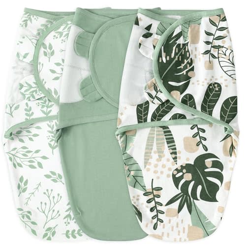 Yoofoss Baby Swaddles for Newborns 100% Cotton, Adjustable Swaddle Sleep Sack 0-3 Months Newborn Swaddle Sack 3 Pack, Breathable Soft(Small)