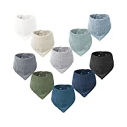 Amazon.com: Konssy Muslin Baby Bibs 10 Pack Baby Bandana Drool Bibs 100% Cotton for Unisex Boys Girls,10 Solid Colors Set for Teething Drooling : Baby