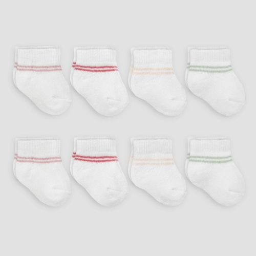 Carter's Just One You® Baby Girls' 8pk Striped Ankle Socks - 12M