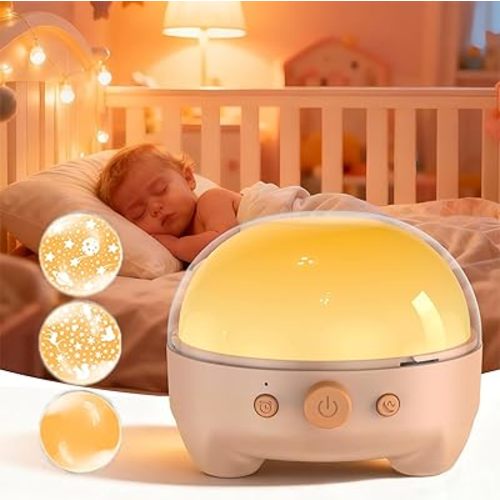 TeckyGem 3-In-1 Baby Sound Machine & Night Light for Nursery | White Noise Sound Machine, Dimmable Nursery Lamp & Projector | 20 Soothing Sounds, Baby Sleep Aid, Gift for Kids, Bedtime & Breastfeeding
