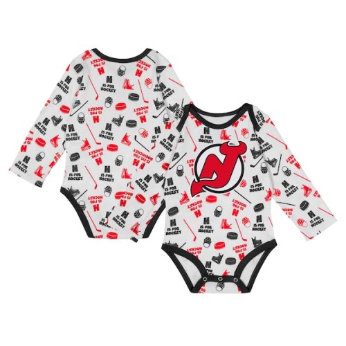 Infant New Jersey Devils White Quick Learner Long Sleeve Bodysuit