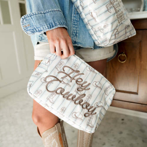Hey Cowboy - Western Blues Striped XL Bag – KenzKustomz