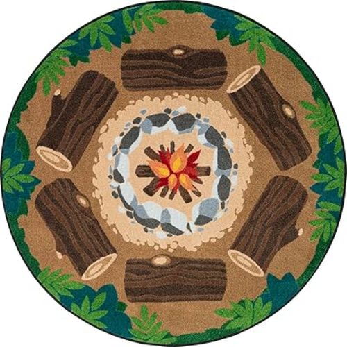 Joy Carpets Campfire Fun 5'4" Round Area Rug in Color Multi