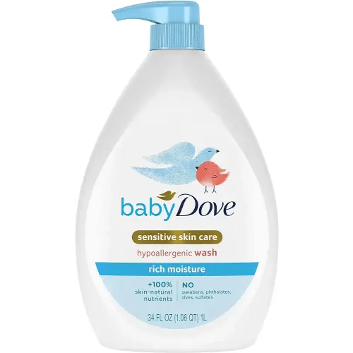 Baby Dove Sensitive Skin Care Baby Wash Rich Moisture For Baby Bath Time Tear-Free and Hypoallergenic 34 oz
