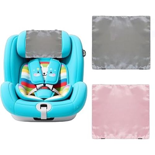 2 Pack Satin Car Seat Headrest Cover for Babies, Soft Silk Feeling Hair Protector for Infant Car Seats & Strollers,Reduce Frizz & Bald Spots (Gray & Pink)