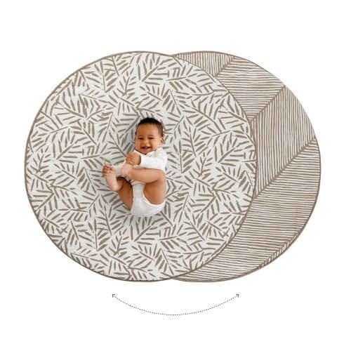 Toddlekind Organic Cotton Reversible Play Mat – 48" Handmade Blanket for Floor Activities, Tummy Time, Nursery Decor, and Family Comfort 0m+ Tan (Taupe)
