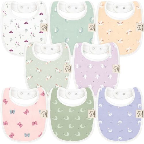 Keababies 8pk Organic Baby Bibs For Boy, Baby Drool Bib For Baby Boys And Girls, Newborn Teething Bibs (sweet Charm)