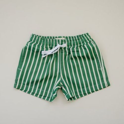 Kids Cabana Striped Shorts Emerald 6-12M - Olive + Scout x Julie Sousa
