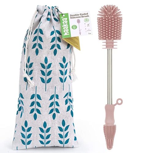 haakaa Cleaning Brush Silicone Bottle Brush Double-Ended Soft Silicone Bristles for Breast Pumps, Breast Milk Collectors, Baby Bottles, Teats, Breastmilk Storage Bags, Detachable - Pink -1pk - 1 Count (Pack of 1)