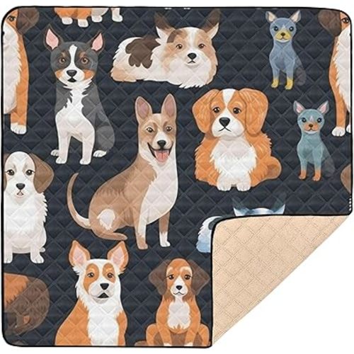 Kind of Cute Dogs Baby Play Mat 50" x 50", Playmat for Playpen, Thicken Soft Padding Foam Crawling Mat for Babies Toddlers Infants
