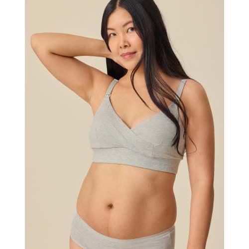 SoftStretch Cotton Nursing Bra | Grey Heather - Kindred Bravely