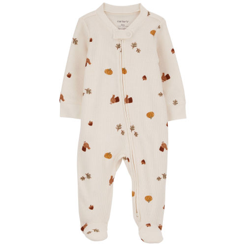 Baby Thanksgiving Zip-Up Thermal Footie Sleep & Play Pajamas