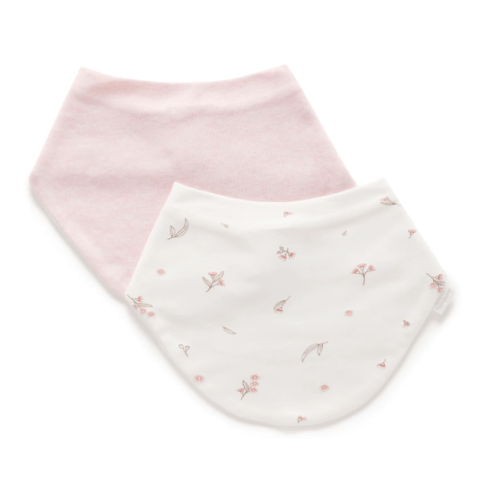 Pink Blossom 2 Pack Dribble Bib - Baby Accessories - Purebaby - Purebaby
