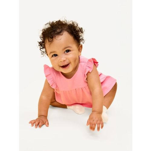 Ribbed Flutter-Sleeve Top and Shorts Set for Baby