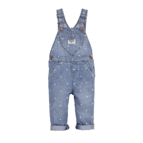 Baby Heart Print Denim Overalls