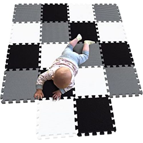 MQIAOHAM® 18 Pieces Puzzle Play Mats, Soft Baby Play Mat, Kids Interlocking Foam Floor Tiles, Toddlers Carpet Playmats G301018-101104112