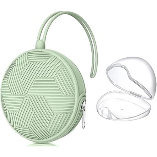 Smlpuame Pacifier Holder Case,BPA Free Portable Pacifier Storage Container,Silicone Baby Pacifier Cover Pouch for Diaper Bag Stroller,Travel Outdoor Activities,Easy to Clean(Mint)