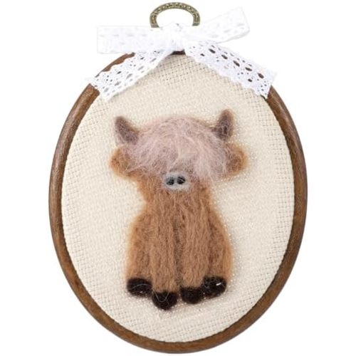 Novabright Felted Western Highland Cow Nursery Wall Decor, 6 Inch
