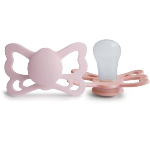 FRIGG Butterfly Anatomical Silicone Pacifier 2-Pack (6-18 Months) White Lilac/Twilight Mauve 6-18 months